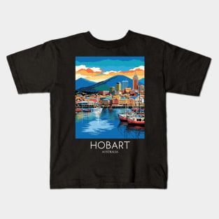 A Pop Art Travel Print of Hobart - Australia Kids T-Shirt